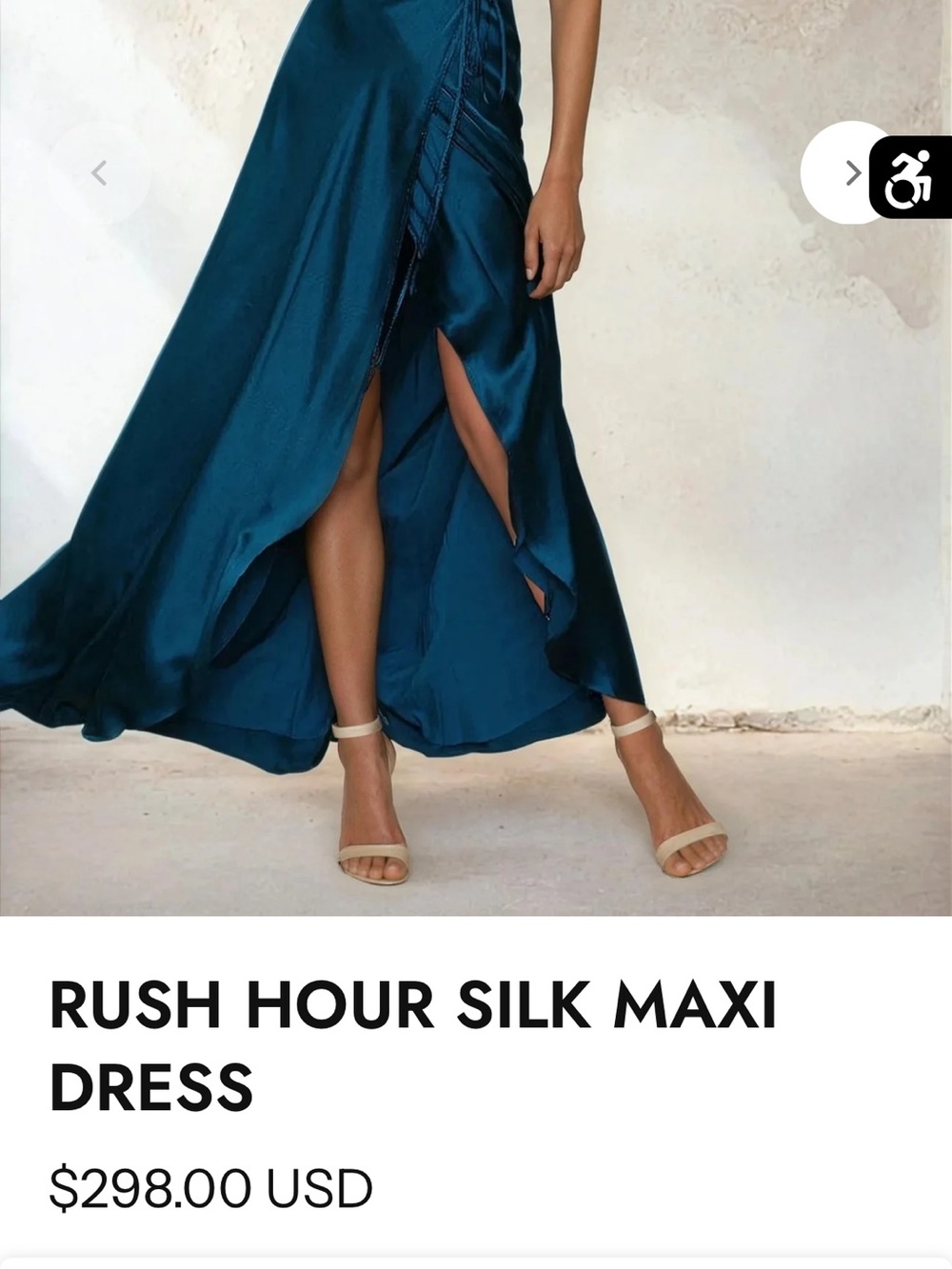 Yumi Kim Teal Satin Wrap Maxi Dress with Side Slit - Picture 4 of 14